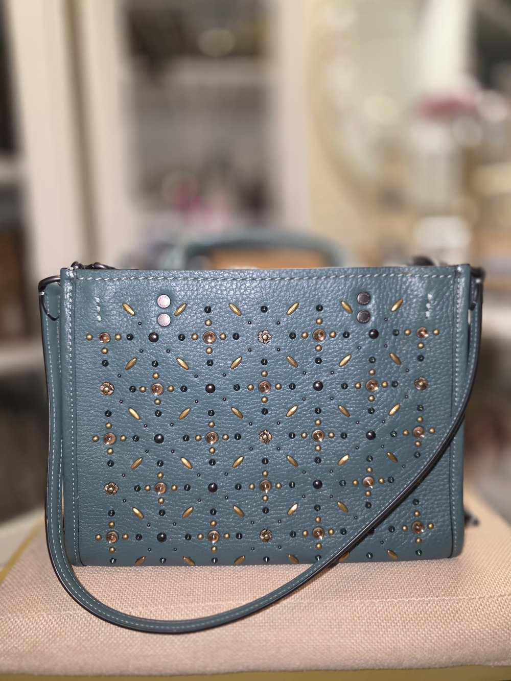 Coach | Bags | Coach Rogue 25 Rivets Prairie Green Leather Satchel ...